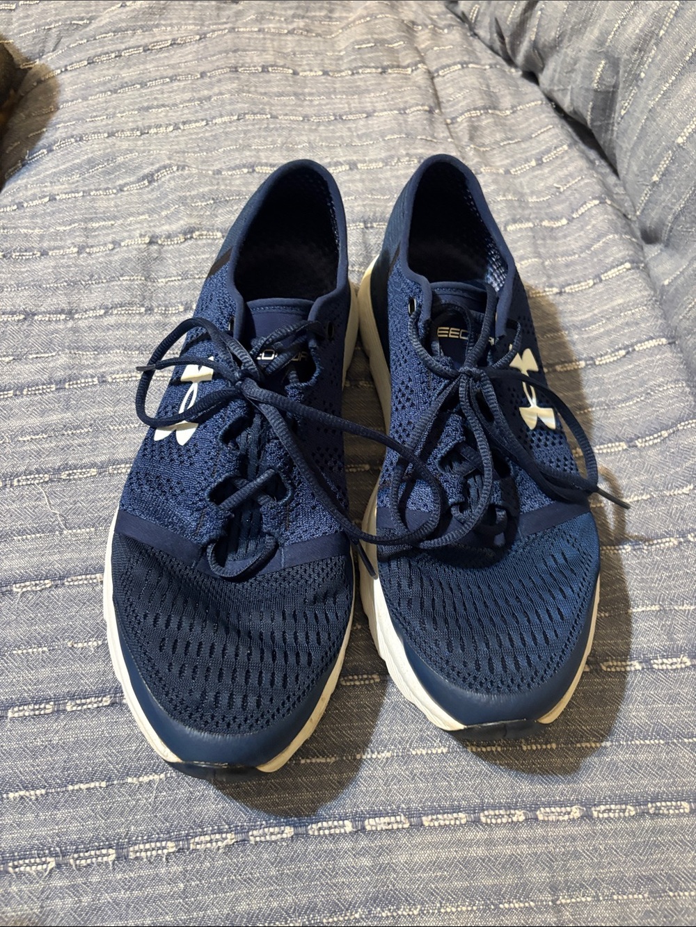 Under Armour Navy Knit Lace-Up Athletic Sneakers